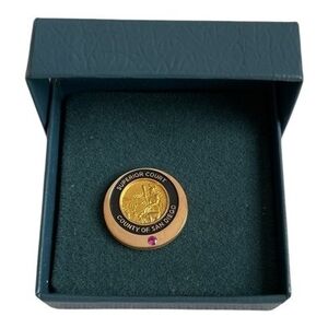 Rare San Diego Superior Court 15Yr Challenge 10K Gold Filled Coin Pin Ruby Boxed
